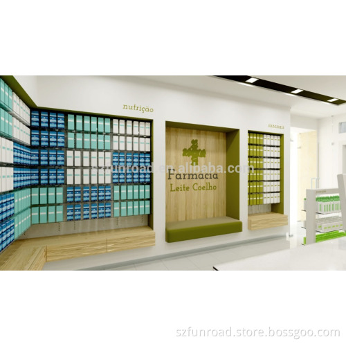Green health products retail store eco-friendly wooden showcases